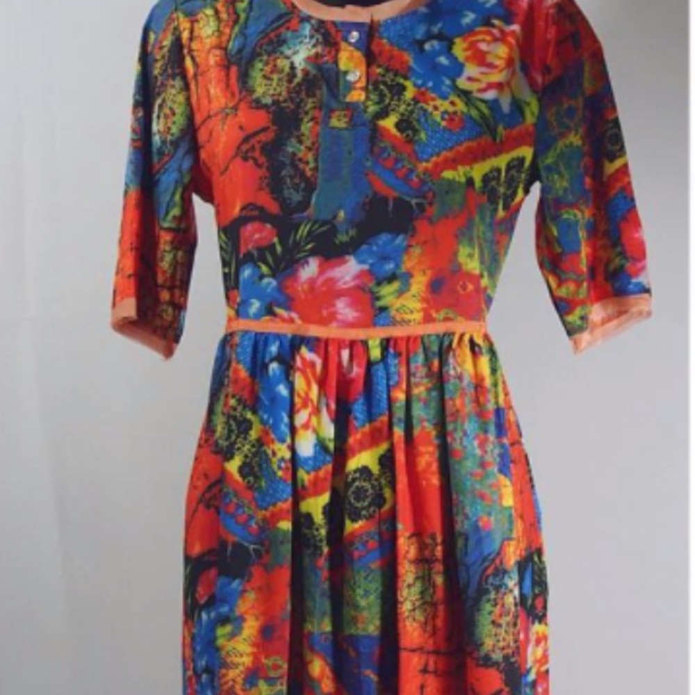 Colorful artsy silk dress